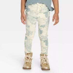 NWT Grayson Collective Girls' Size 2T Teal Blue Tie Dye Print Ribbed Leggings
